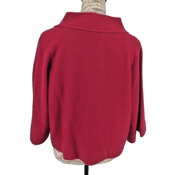 Fuchsia Bolero Jacket 100% Wool LARGE Preppy Academia ANNE KLEIN Wide 3/4 Sleeve - Picture 4 of 10